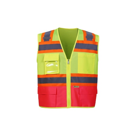 2W International Contrast Two Tone Vest with Trim, Pink, Medium, Class 2 570PKC-2 M